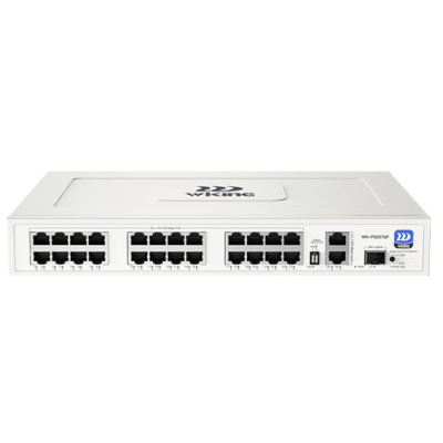 [WK-PS227GF] 24 x 10/100Mbps PoE Ports, 2 x 10/100/1000Mbps RJ45 Uplink Ports and 1 x 1000Mbps SFP Slot