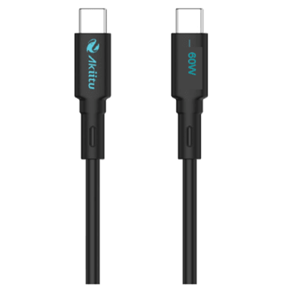 [AKPAC6SM60W] Cable USB-C a USB-C Carga Rápida 60W / Serie Magnética / 480 Mbps / Silicona Líquida / 1 m (3.3 ft) / Auto-enrollable / Anti-enredos / Negro
