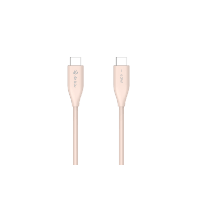 [AK-PAC6S-P-1.5M] Cable de Carga USB-C a C / 1.5 Metros (4.92 Pies) / Tecnología GaN (Nitruro de Galio) / Fast-Charging / Potencia 60W / Velocidad Transferencia 480 Mbps / Material Silicona No Tóxica / Conector Aluminio Anodizado