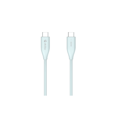 Cable de Carga USB-C a C / 1 Metro (3.28 Pies) / Tecnología GaN (Nitruro de Galio / Fast-Charging / Potencia 60W / Velocidad Transferencia 480 Mbps / Material Silicona No Tóxica / Conector Aluminio Anodizado