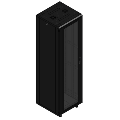 Gabinete rackeable de piso de 42U, compatible con estándar 19 pulgadas, equipado con puerta frontal de cristal para una mejor visibilidad y presentación profesional