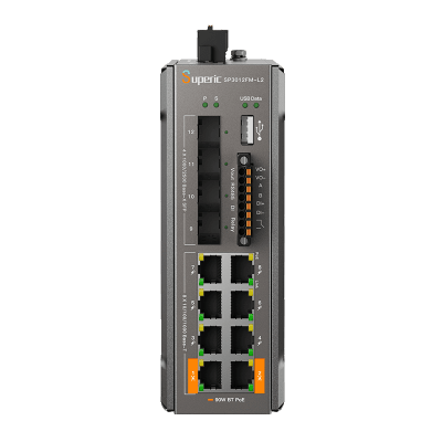 [SP3012FM-L2(V3)] Switch de Red SP3012FM-L2(V3) / 8 Puertos 10/100/1000Mbps PoE / 4 Puertos SFP 1000M/2.5Gbps / Capacidad de Conmutación 36Gbps / Alimentación Dual DC / Instalación DIN-rail, Pared o Escritorio / Certificaciones CE, FCC, RoHS, UKCA, RCM