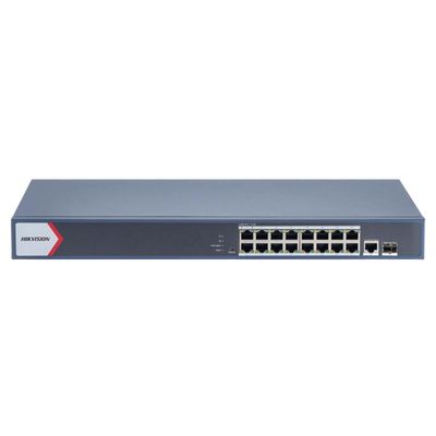 [DS-3E1518P-EI] Switch Gigabit PoE+ / Administrable / 16 Puertos 1000 Mbps PoE+ / 1 Puerto 1000 Mbps de Uplink / 1 Puerto SFP / Configuración Nube desde Hik-Partner Pro / Modo Extendido hasta 300 Metros / 230 Watts