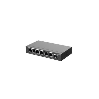 [RG-ES206GS-P] Switch Administrable con 4 puertos Gigabit PoE, 2 Uplink Gigabit y 1 Uplink Gigabit para Fibra SFP en combo, gestión gratuita desde la nube