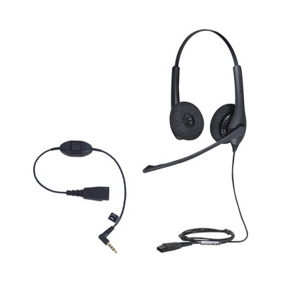[JABRAKIT] KIT, Diadema con cancelación de ruido, con accesorio para conexiones 3.5mm Incluye modelos BIZ-1500-DUO-QD y MOBILE-QD-35MM-Sï»¿
