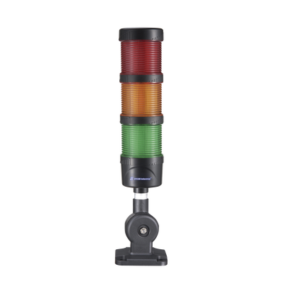 [EI-3-RAG-24] Torre LED Indicadora de estado de 3 niveles color Rojo, Ámbar y Verde, con Buzzer integrado a 85 dB, a 24 VCD con Montaje incluido de 60 mm de diámetro