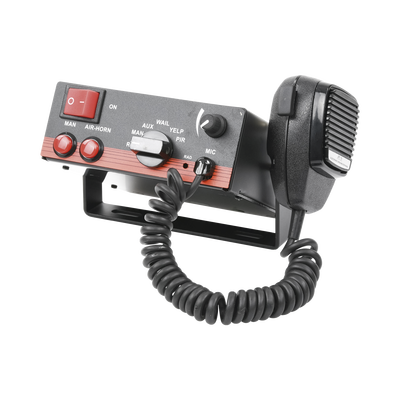 [X-ELS-100] Sirena Vehicular de 100W de Potencia, Con Switch Giratorio de 6 posiciones, Micrófono de Uso Rudo e Interconexión a Radio