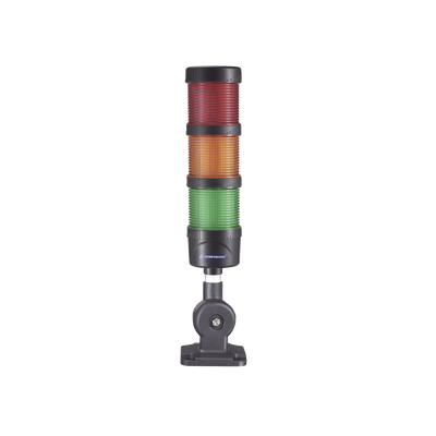 [EI-3-RAG-110240] Torre LED Indicadora de estado de 3 niveles color Rojo, Ámbar y Verde, con Buzzer integrado a 85 dB, a 110-240 VCA con Montaje incluido de 60 mm de diámetro