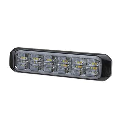 Luz Auxiliar de 18 LED, Tricolor, Rojo/Blanco/Ambar, Lente Transparente, Bisel Negro, SAE
