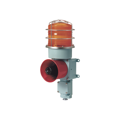 [SDL-WS-24-A] Combinación de baliza LED color Ámbar con sirena electrónica para aplicaciones de la industria pesada máx.114 dB a 24 VCD
