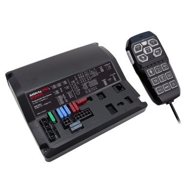[SP204V2] Sirena Vehicular de 200W de Potencia, Programable, Con Controlador Unimando de 15 Botones Para Control de Tonos, 12 Salidas Auxiliares y Micrófono