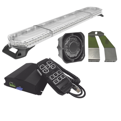 [KITMETEORO] Kit de Sirena, Bocina y Torreta de 48, Con 96 LED, Ambar, Ideal Para Equipar Unidades De Seguridad Privada, MinerIa e Industria