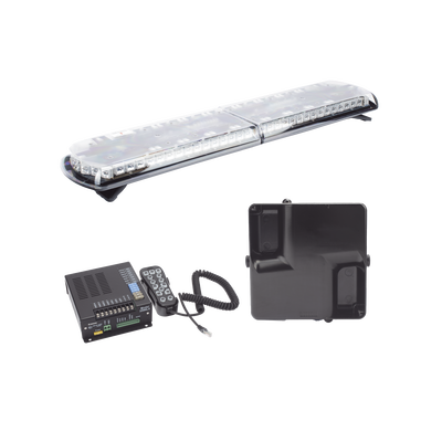 Kit de Sirena Vehicular H2 Covert, Bocina ultradelgada y Torreta 48 Serie 12 con 130 LED, dual color rojo/azul/claro/ambar, ideal para equipar unidades de policia
