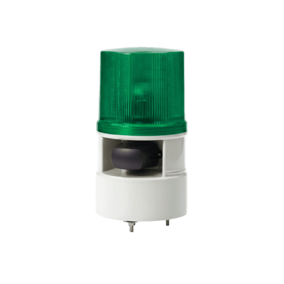 Luces de advertencia color Verde con sirena incorporada con 5 tonos máx. 105 dB en 12-24 VCD