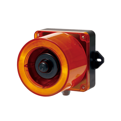 Combinacion de baliza LED color Ámbar y sirena electrónica de 31 tonos resistente a la intemperie de volumen máx. 123 dB a 110-220 VCA