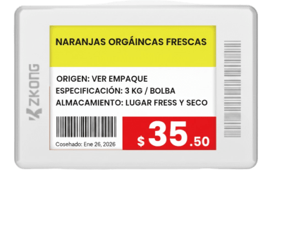 [ZKC18B] Etiqueta Electrónica de Estantería ESL 1.8 Pulgadas / Pantalla EPD a Color 224x168 píxeles / 4 Colores (Negro, Blanco, Rojo, Amarillo) / Batería 5 Años / Bluetooth LE 5.1 / Gestión en la Nube / NFC / CE ROHS FCC