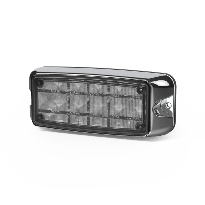 [CD4080AW] Luz De Advertencia De 5x2 10 Led, Ámbar/Claro, Bisel Cromado, Lente Transparente
