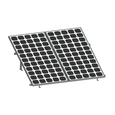 Montaje para 2 Paneles Solares, Riel 8 de 2700mm para Módulos con Espesor de 30-35mm, Velocidad de Viento Máx. 136km/h