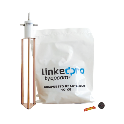 [LP-GROUND-30A] Electrodo Puesta a Tierra 30A / Cobre Electrolítico / Diseño Delta / Filtro Equipotencial / Compuesto 12 kg / 45 cm (17.7 in)