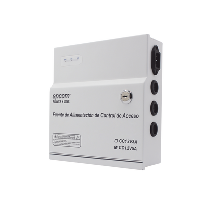 [AC-PS-T12-05] Fuente de Poder / 1 Salida 11-15 Vcc / 5 A / Temporizador Integrado / Con Capacidad de Batería de Respaldo / Requiere Batería / Aplicaciones en sistemas de control de Acceso