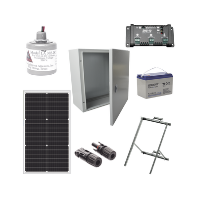 [PL12K] Kit Solar de 12 Vcc para alimentar energizador de cerca electrificada. Instalación de panel en poste.