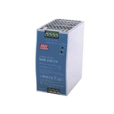 [NDR24024] Fuente de poder industrial para riel DIN / 240W / 24Vcc / 10A / Entrada: 90-264Vca