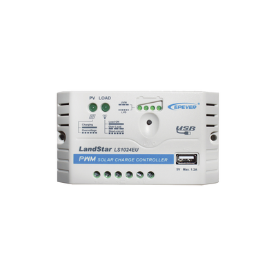 [LS-1024-EU] Controlador Solar PWM / 10A / 12/24V / Puerto USB / Indicadores LED / Tierra Positivo Común