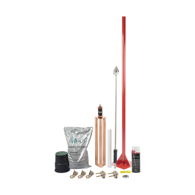 [KIT-MASTER-ALU-V2] Kit Pararrayo con Accesorios para Protección de Diámetro de 80 m.