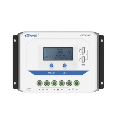 Controlador Solar PWM / 60A / 12/24V/36/48V / Doble USB / Pantalla LCD / Tierra Positivo Común