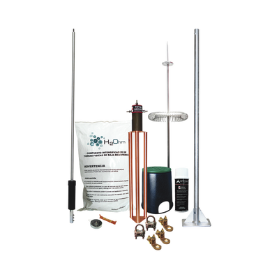[KIT-MASTER-DIPOLOV2] Kit de Pararrayo Dipolo con Electrodo y Accesorios de Instalación para Techo.