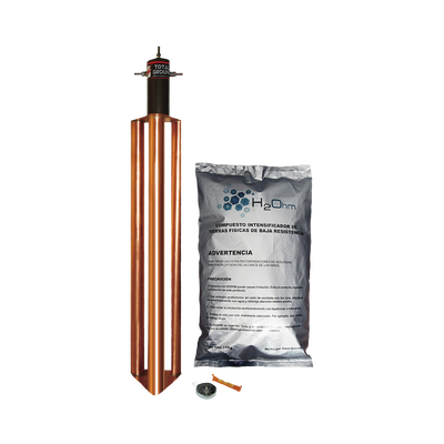 [TG-100-AB] Kit de Puesta a Tierra de 100 Amperes con Electrodo, Filtro y Compuesto H2Ohm.