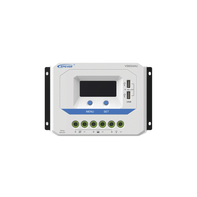 [VS-6024-AU] Controlador Solar PWM / 60A / 12/24V / Doble USB / Pantalla LCD / Tierra Positivo Común