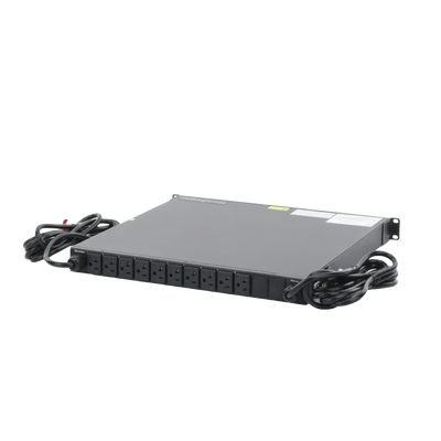 [NPATS11001] PDU Monitoreable de Transferencia Automática ATS (Fuente Redundante), Con 10 Salidas 5-15R, Enchufes de Entrada NEMA 5-15P, Instalación Horizontal de 19in, 1UR, 15 Amp, 120 Vca