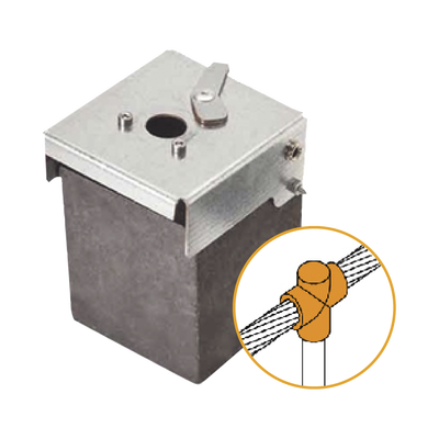 [ATW40/T16/TV] Molde de grafito vertical unión en T vertical de cable 4/0 AWG (pasante) con Pica de 5/8 in (terminal).