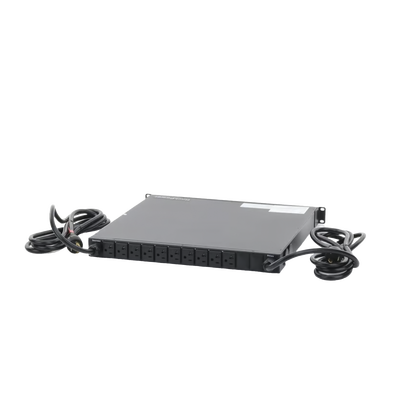 [NPATS11002] PDU Monitoreable de Transferencia Automática ATS (Fuente Redundante), Con 10 Salidas 5-15R, Enchufes de Entrada L5-20P, Instalación Horizontal de 19in, 1UR, 20 Amp, 120 Vca