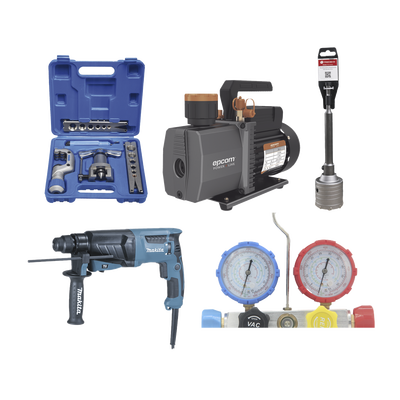 [KITPROMIN] Kit profesional / Mini split / Bomba de vacío 2RS-2R-R32 / Manómetro HBSBZ6 / Kit Abocardado CT809 / Rotomartillo HR2630J / Broca PSTC02003
