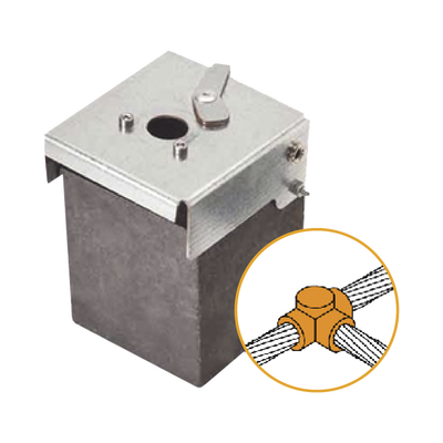 [AT-W20/W20/TH] Molde de Grafito Horizontal Unión en T / Cable 2/0 AWG (70 mm²) / 70 Soldaduras / Acero Electrogalvanizado / Normativa UNE 21186