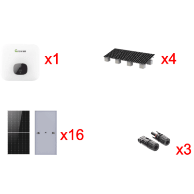 [MIN10000KIT1] Kit Solar Interconexion / 10kW 220Vca / Inversor GROWATT / Montaje Incluido