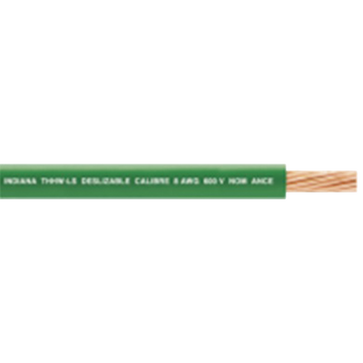 [SLY-291-GRN/100] 6 AWG / Cable Eléctrico / 1 Conductor / Cobre / Recubierto THW-LS / 19 Hilos / Color Verde / 100 metros