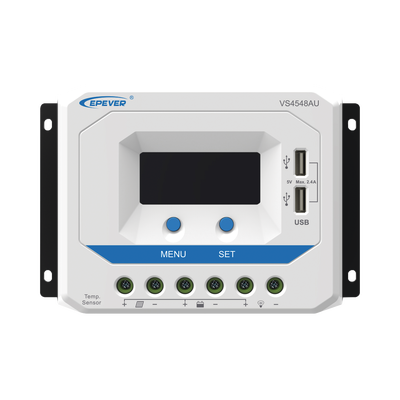 [VS-4548-AU] Controlador Solar de Carga PWM 12/24/36/48 V 45 A, Salida USB, con Display