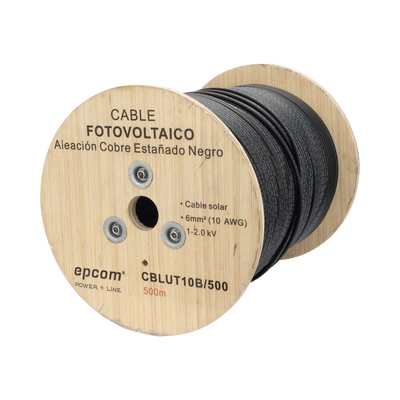Cable Fotovoltaico Negro / Cobre Estañado / 6 mm² (10 AWG) / 2000V / Rollo de 500 m / / UL 4703 y TUV
