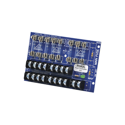 [PD8UL] Tablero distribuidor de voltaje, 8 salidas con fusible de protección. Para uso con Fuentes de poder ALTRONIX.