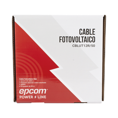 Cable Fotovoltaico Rojo/ Cobre Estañado / 4 mm² (12 AWG) / 2000V / Rollo de 50 m / / UL 4703 y TUV