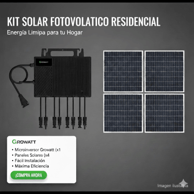 [NEO2500MX2KIT] Kit Solar Interconexion / 2.5kW 220Vca / Microinversores Growatt / Montaje Incluido