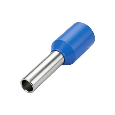 Conector Ferrule | 14AWG | 2.5mm² | Conductor Latón Estañado | Aislamiento PVC Azúl | 25 Piezas por Bolsa