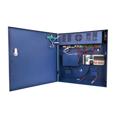 [EP-360W-POE8P-B] Fuente de poder profesional PoE (Power over Ethernet) de 8 puertos con capacidad total de 360W, diseñada específicamente para sistemas de videovigilancia CCTV y control de acceso.