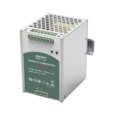 [SDR-48048] Fuente de Poder Industrial 48 Vcc @ 10A / 480W / Función relay Vcc / Función de Conexión Paralelo / Riel Din