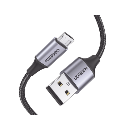 Cable USB-A a Micro USB | 1 Metro (3.28 Pies) | Carga Rápida | QC 3.0/2.0 | FPC | AFC | Transferencia de Datos de 480 Mbps | Recarga hasta 18W | Protección Integrada | Caja de Aluminio | Nylon Trenzado | Color Negro