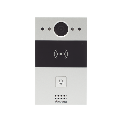 [R20A] Videoportero de 1 Botón / Lector de Tarjetas MIFARE y PROX EM / Notificación a APP / 100% en la Nube / Notificación por Llamada Telefónica / SIP / ONVIF / IP65 / Cámara 2MP / Panel de Aluminio / Control de 2 Puertas