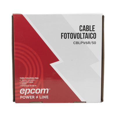 [CBL-PV-6R/50] Cable Fotovoltaico Rojo / 16 mm² ( 6 AWG) / Material COBRE / 2000V / Rollo de 50 m